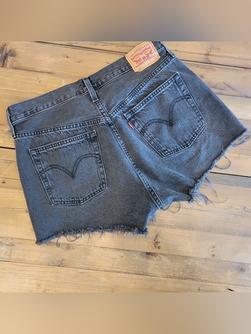 Levi's Black Frayed Denim Cutoff Shorts